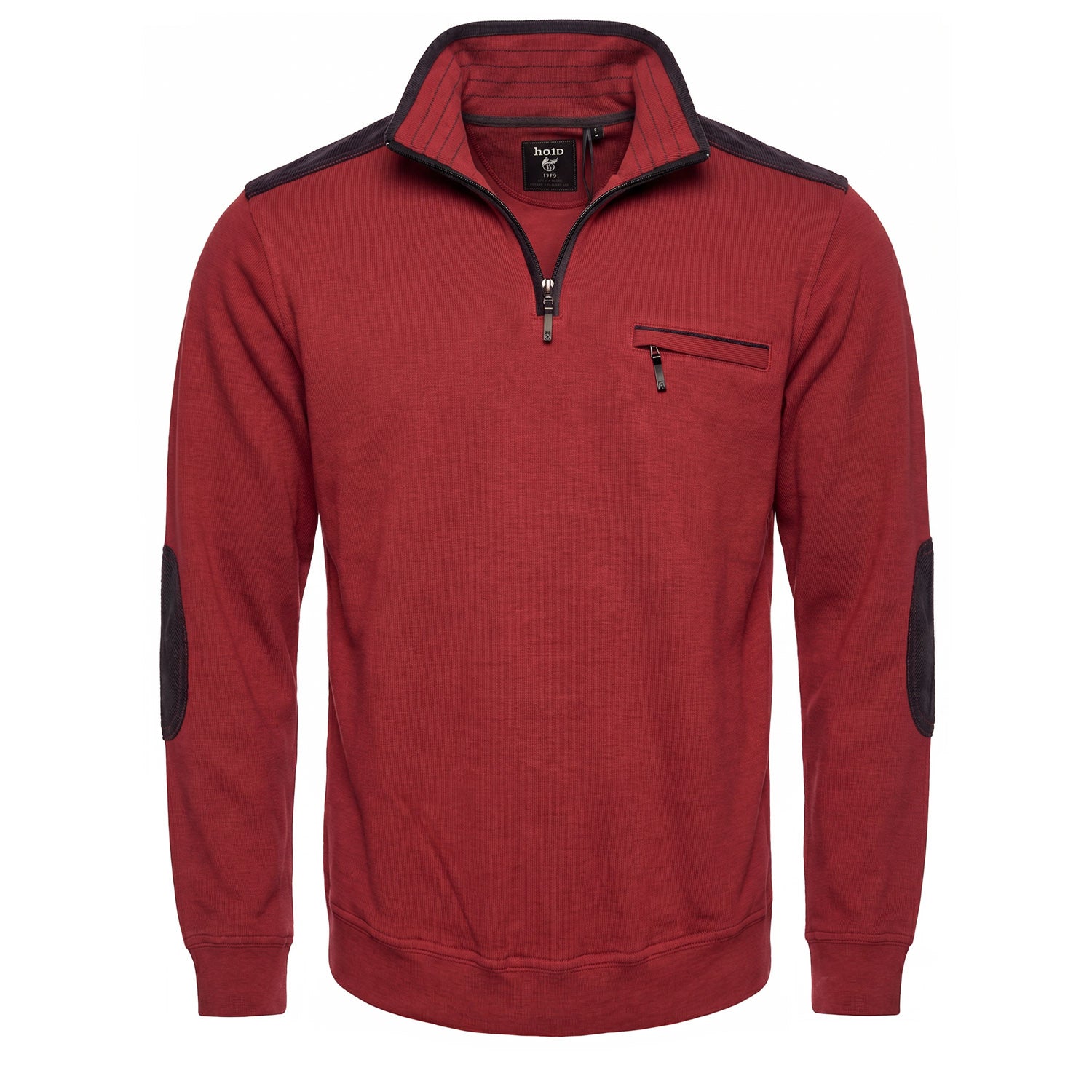 hajo-piros-szurke-konyokvedos-galleros-cipzáros-ferfi-pamut-pulover-elegans-sportos-divatos-finom-tapintasu-felso-divatos-menswear-athleisure-casual-síielés-skiing-mountain