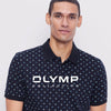 OLYMP Casual Modern Fit Imperiali Apró Világoskék Jacquard Mintás Sötétkék Mercerizált Navy Finom Tapintású Gombos Galléros Karcsúsított Pique Póló