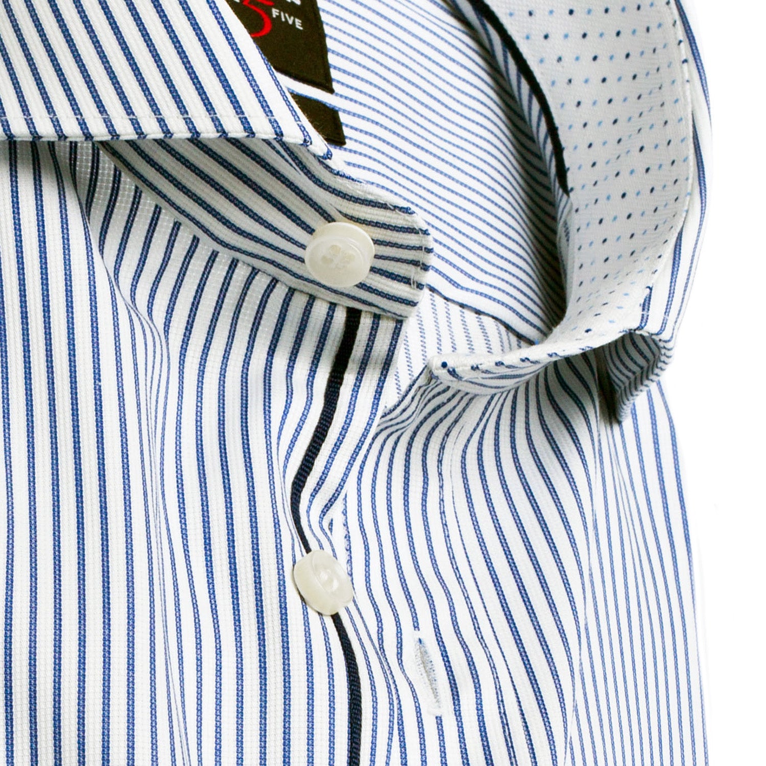 OLYMP Business Level 5 Body Fit Skydive Kék-Fehér Csíkos Szövésű Karcsúsított Tiszta Pamut Ing