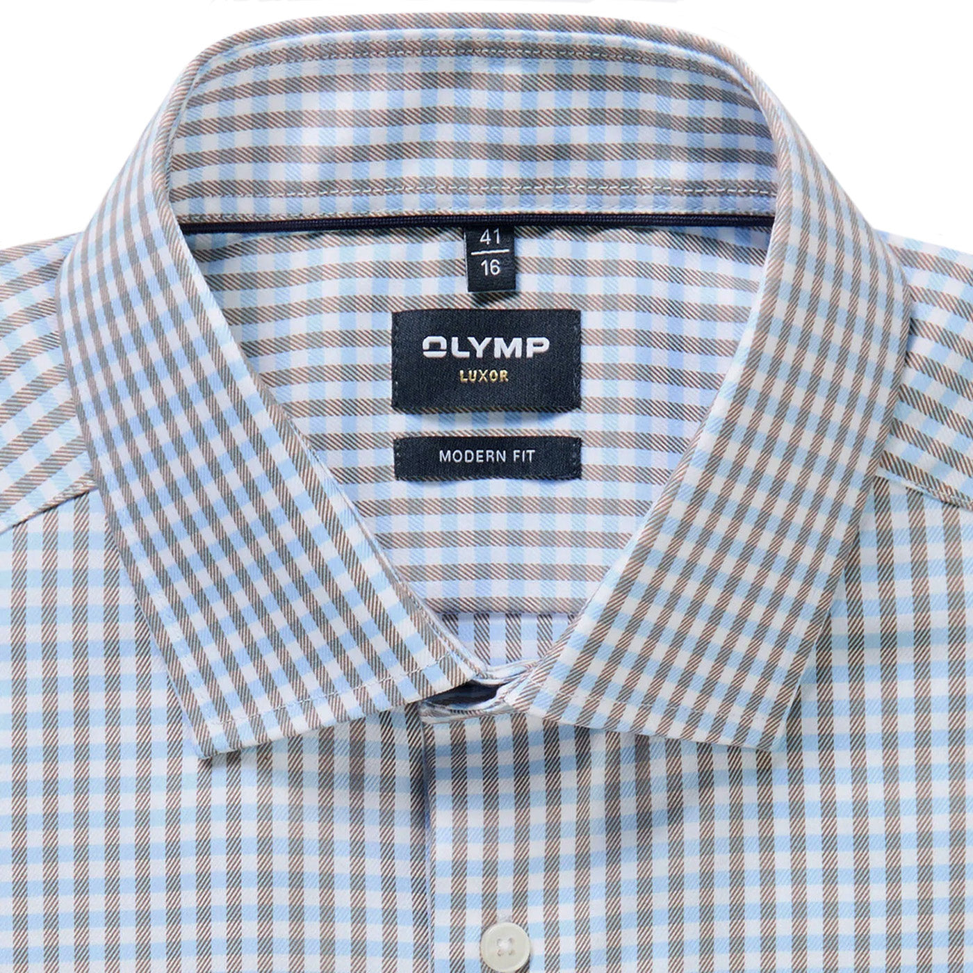 OLYMP-Business-Luxor-Modern-Fit-Acelkek-Vilagosbarna-karo-kockas-negyzetracsos-feher-Karcsssított-slimtiszta-Pamut-Vasalasmentes-tiszta-pamut-Ing-kulonleges-szovesu-12921427-öltözködés-ruházat-elsőosztályú-prémium-minőség-kopásálló-színtartó-ironfree-farmerekhez