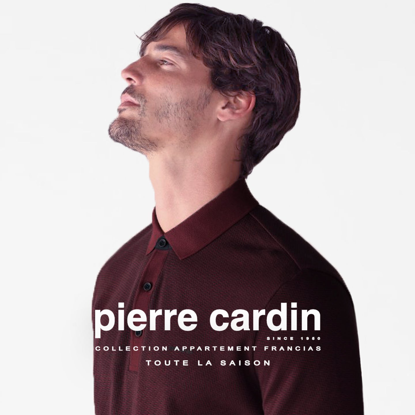 pierre-cardin-futureflex-luxor-Modern-Fit-bordo-red-kozepesen-karcsusitott-egyfalu-pamut-bolyhodas-allo-alaktarto-galleros-gombos-felso-pulover-hosszu-ujju-puha-tapintású-luxus-kiegészítő-elegance-pamut-felső